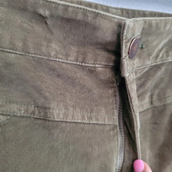 Peruvian Connection Women's Velveteen Cropped Legs Jeans 6 Green Cotton Crop - Picture 6 of 13